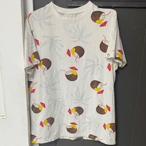 Free Planet Coconut Print Men's Tee - White and Brown